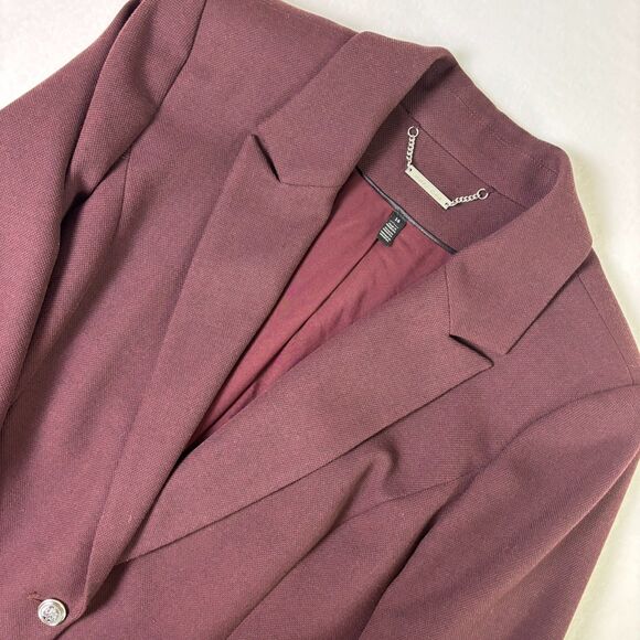 WHBM Burgundy Luxe Blazer Women's Size 14 Silver Button Work Career Suit Jacket - Picture 1 of 16